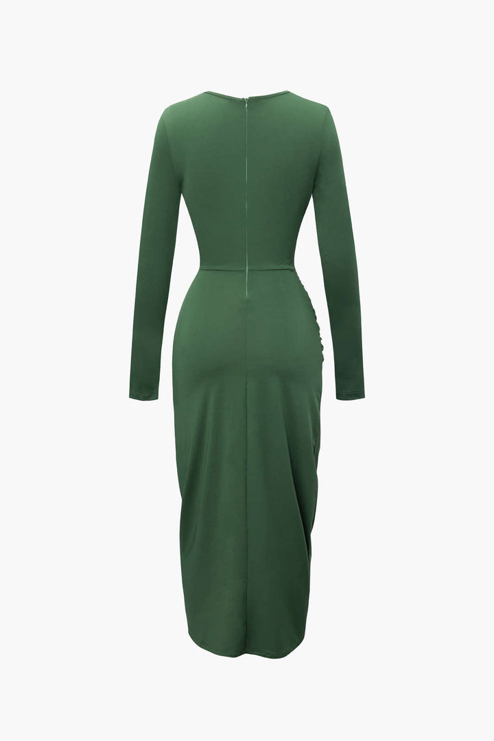 Daring Diva Long Sleeve Dress with cutout (Blue, Green, Black)