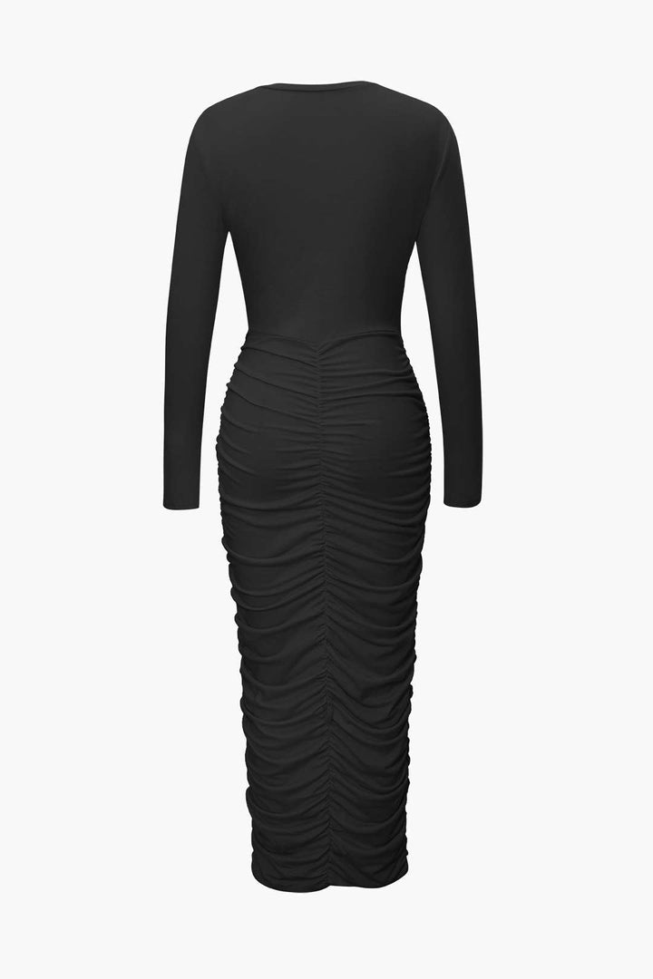 Daring Diva Long Sleeve Dress with cutout (Blue, Green, Black)