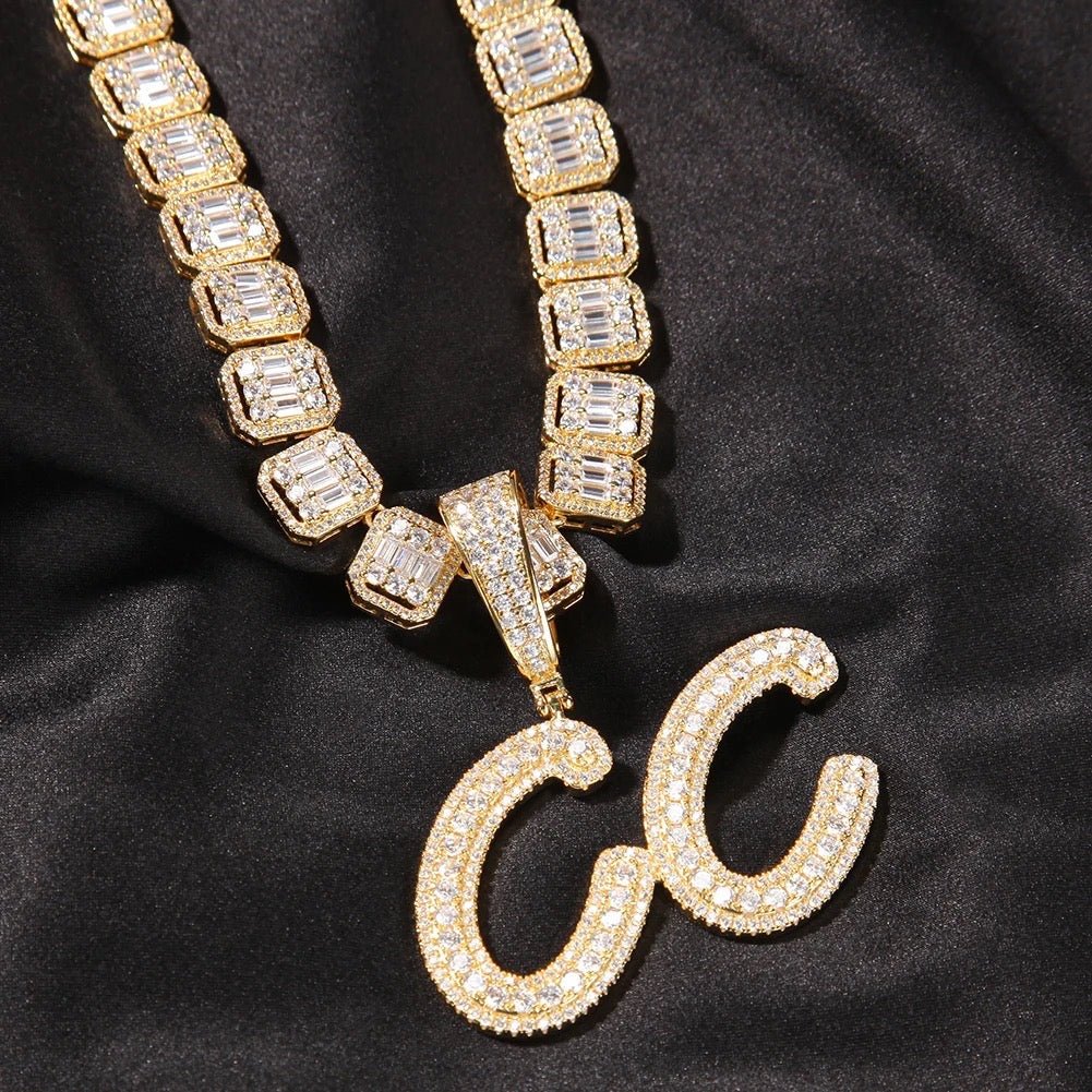 Big Boss Baguette Silver Custom Necklace