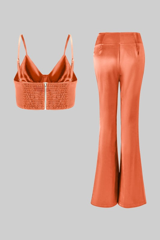 Act Bad Orange 2 Pc Flared Pant Set