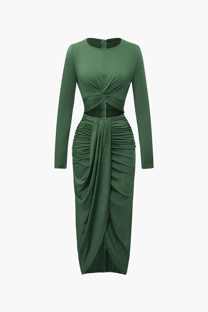 Daring Diva Long Sleeve Dress with cutout (Blue, Green, Black)