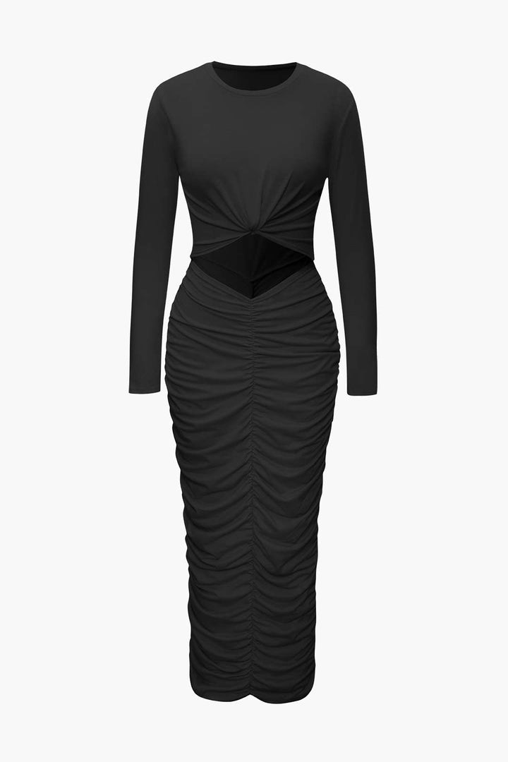 Daring Diva Long Sleeve Dress with cutout (Blue, Green, Black)
