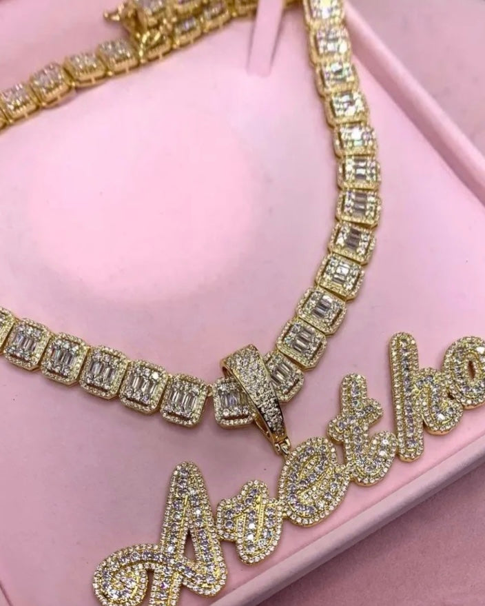 Big Boss Baguette Silver Custom Necklace