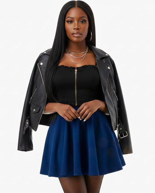 It Girl Black Denim Crop Top