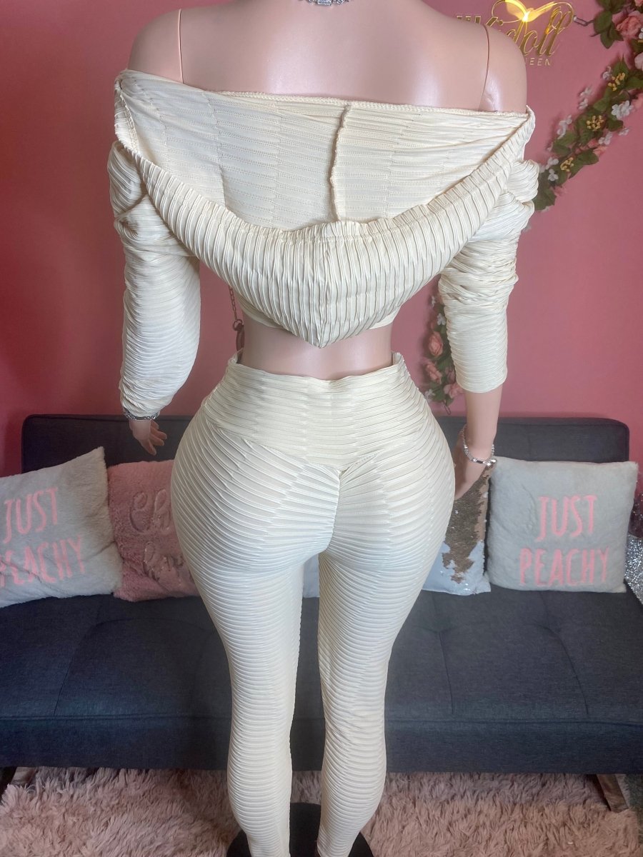 Busy & Paid Girl 2 pc pant textured set, Gray and Beige - Ikonik Idoll