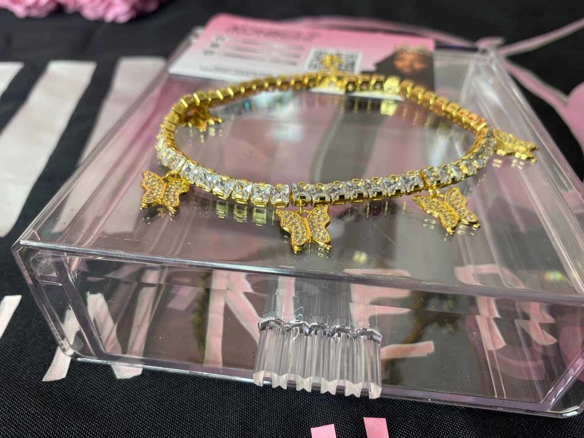 Dainty Diamonds Butterfly Gold and Silver Anklets - Ikonik Idoll