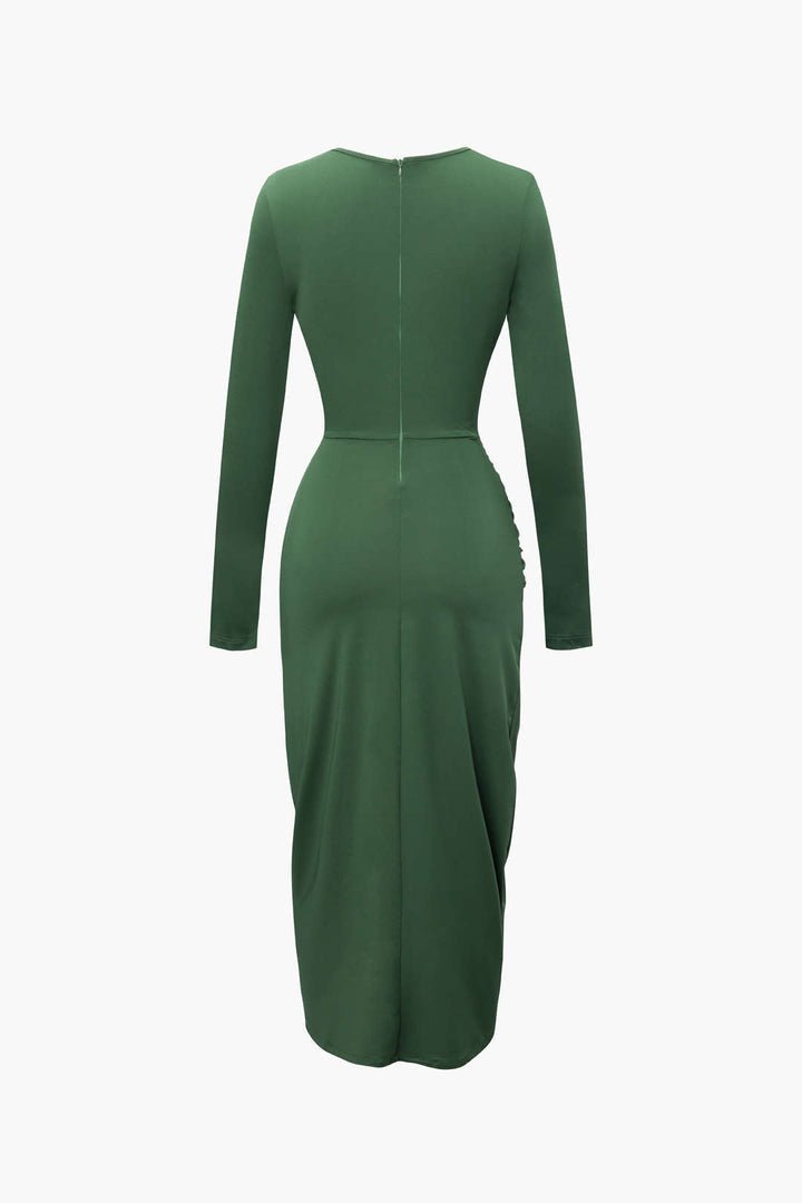 Daring Diva Long Sleeve Dress with cutout (Blue, Green, Black) - Ikonik Idoll