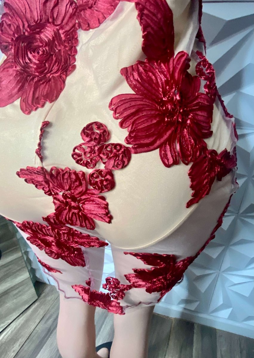 Fall for You Burgundy Nude Dress (Medium) - Ikonik Idoll