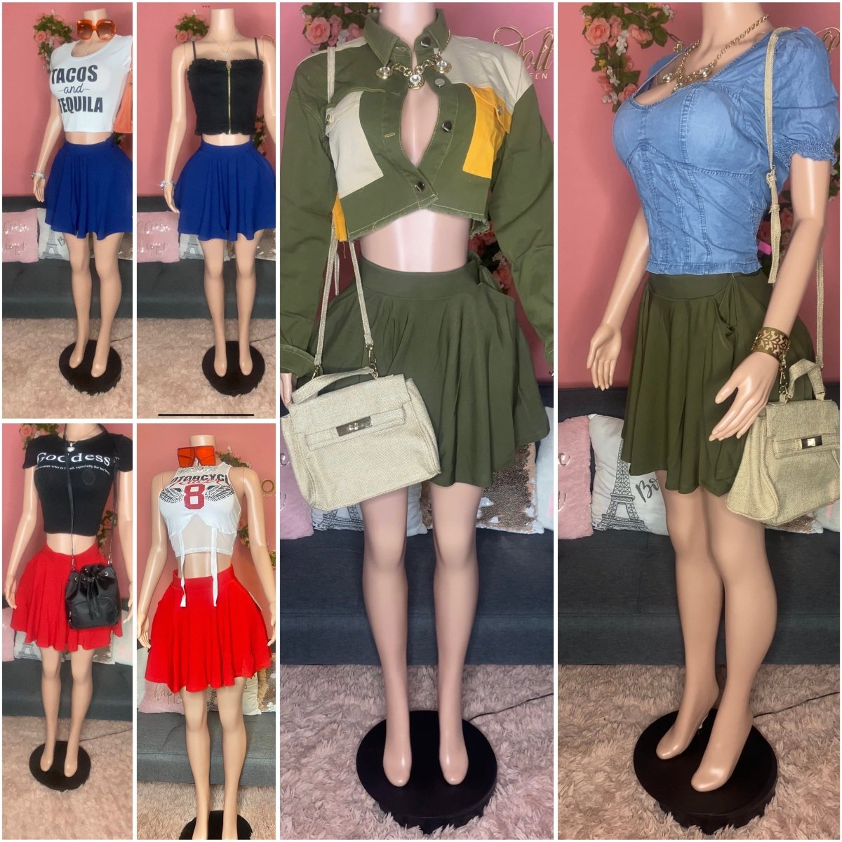 Hot Girl Summer tennis skirt with pockets - Red, Blue, Green (Small to X - large) - Ikonik Idoll