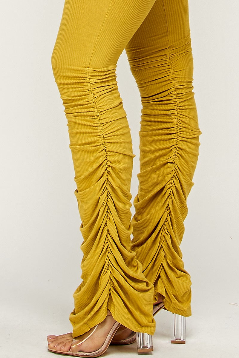 yellow pants matching mustard yellow set with heels tall girl friendly