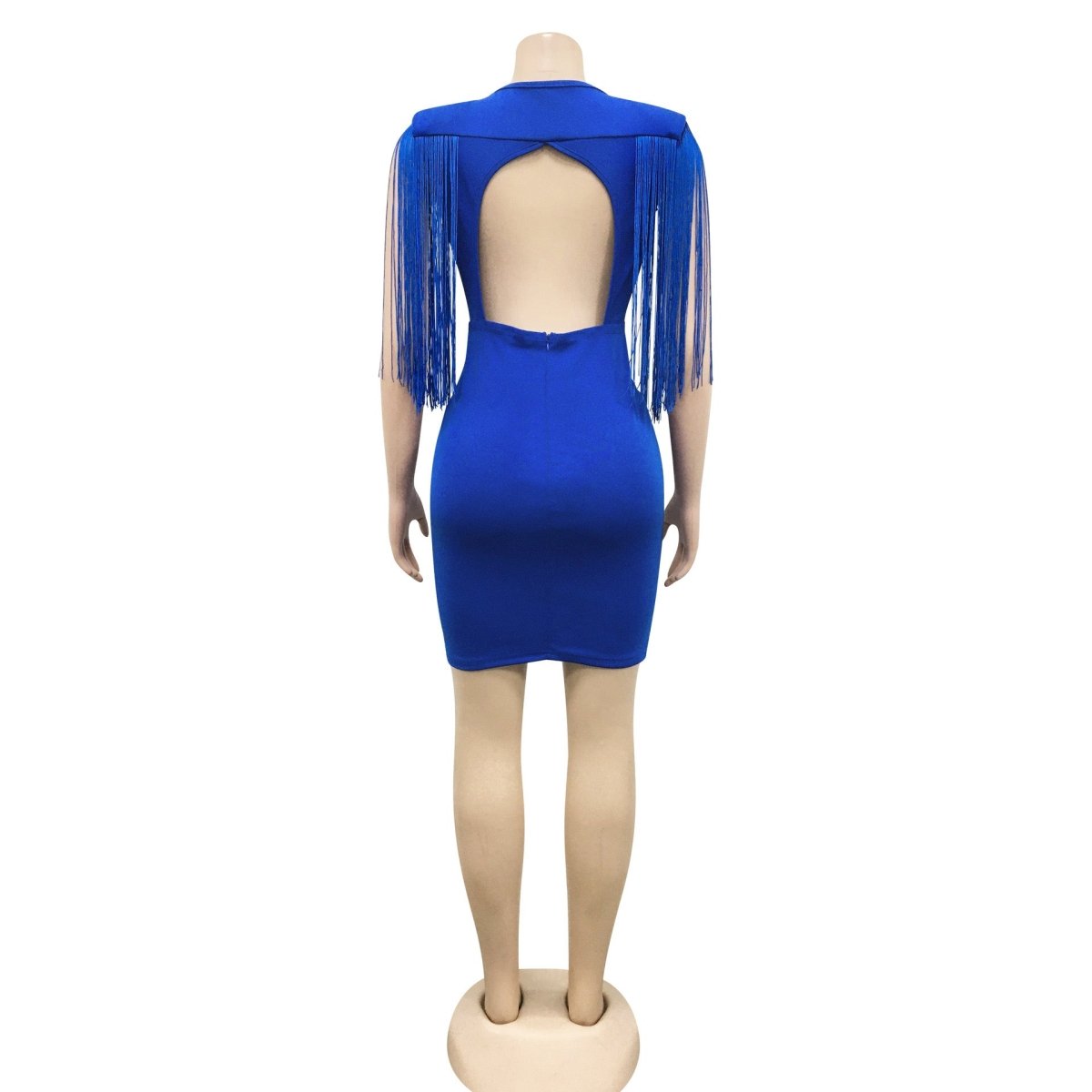 Kiss My Sass V - Cut Tassle Dress - Black, White - Ikonik Idoll