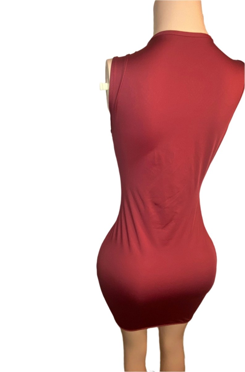 Made You Look Burgundy Rhinestone Dress MEDIUM - Ikonik Idoll