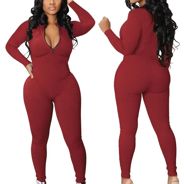 Playful Heart Ribbed Jumpsuit Red - Ikonik Idoll