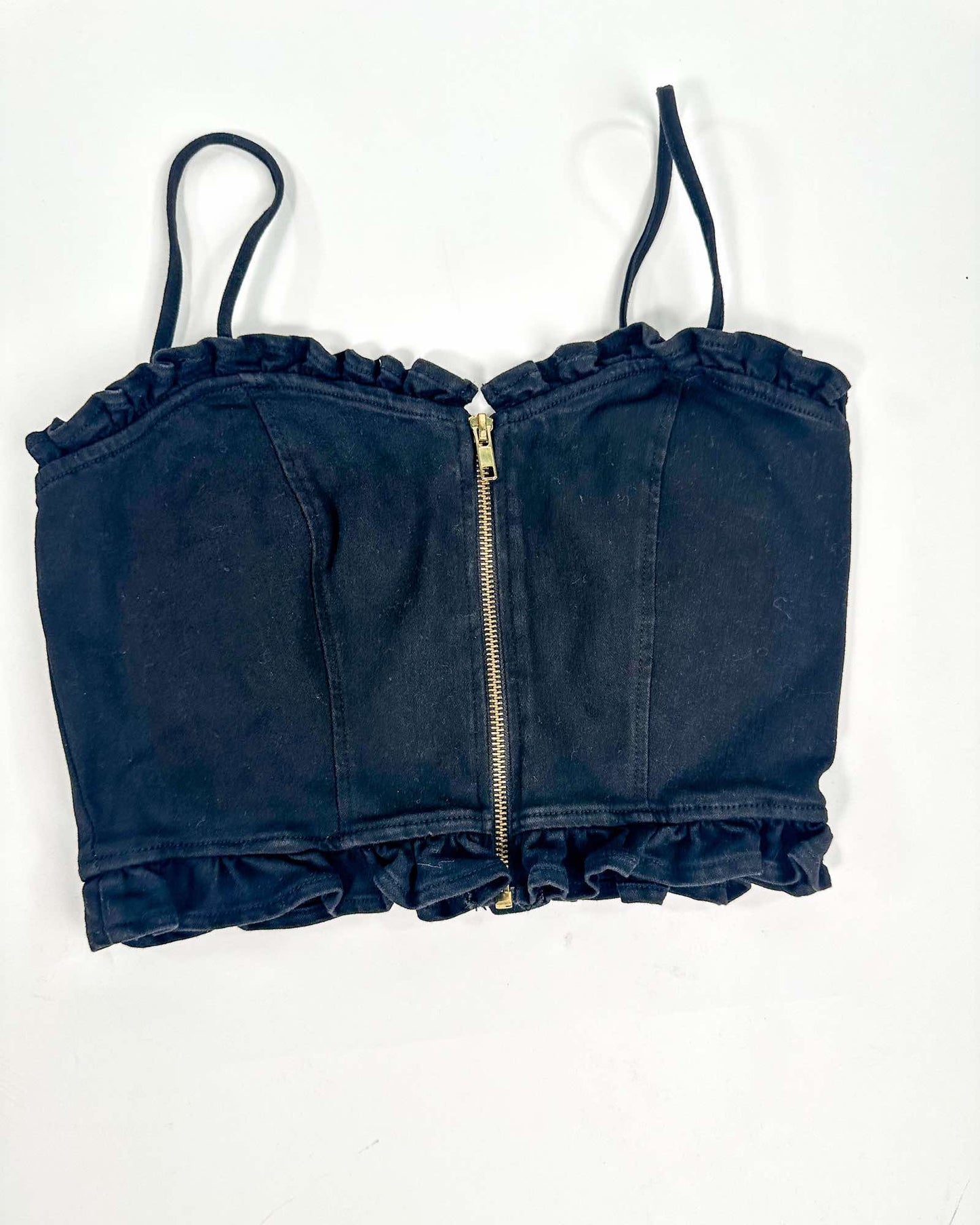 It Girl Black Denim Crop Top
