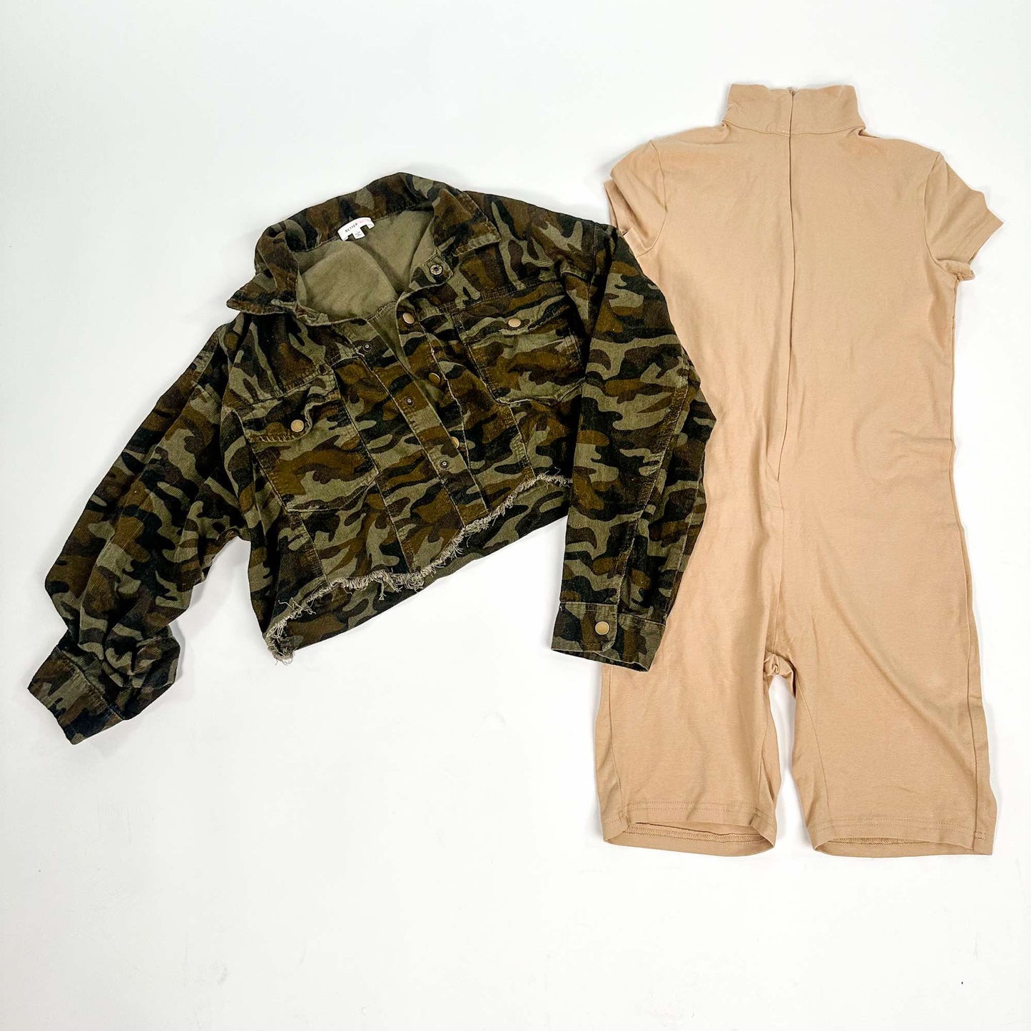 Army Fatigue Camouflage Cropped Jacket