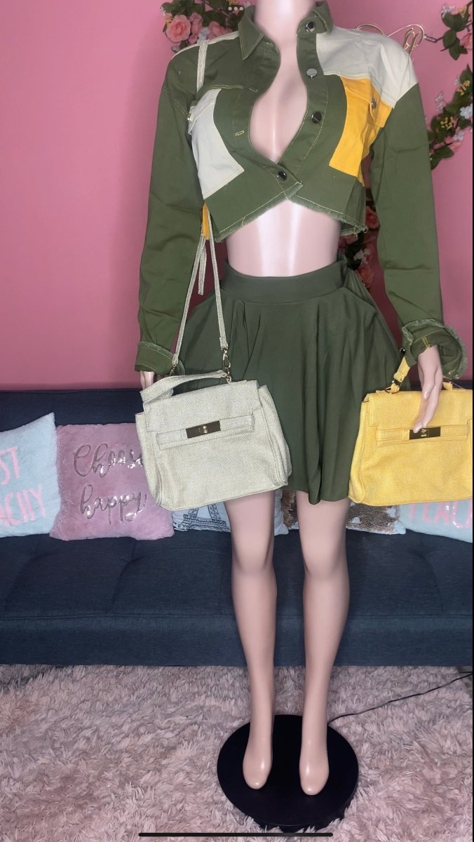 Survivor 3 Pc Set Crop Top, Jacket, Skirt Set - Ikonik Idoll