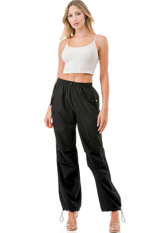 Black Quickdry Parachute Cargo Pants