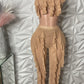 We Outside Ruffle Pants Set Tan SMALL/MEDIUM