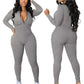 Playful Heart Ribbed Jumpsuit Gray