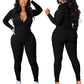 Playful Heart Ribbed Jumpsuit Black