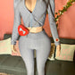 Busy & Paid Girl 2 pc pant textured set, Gray and Beige