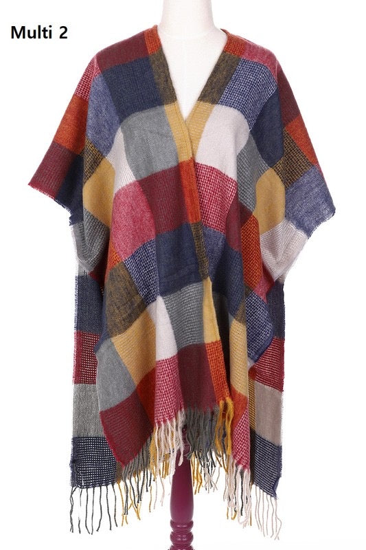 Fringe Frenzy Plaid Kimono (2 colors) one size