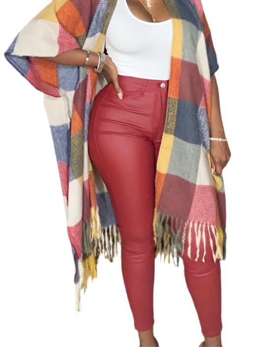 Fringe Frenzy Plaid Kimono (2 colors) Can fit sizes Small to 3X