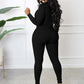 Playful Heart Ribbed Jumpsuit Black