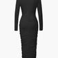 Daring Diva Long Sleeve Dress with cutout (Blue, Green, Black)
