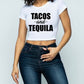 Lit Daze Tacos Tequila Graphic Crop T-Shirt