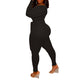 Ribbed Romance Black Jumpsuit with Belt Attachment