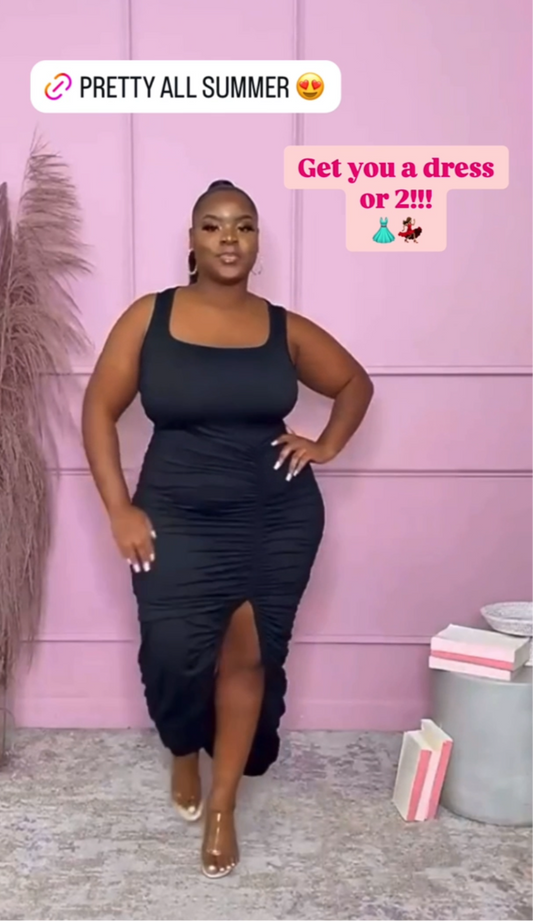 Scrumptious Mama Ruched Dress - Pink and Green colors plus size (X-Large to 3X)