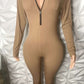 Playful Heart Ribbed Jumpsuit Tan