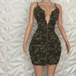 It Girl Camoflauge Zip Mini Length Dress LARGE