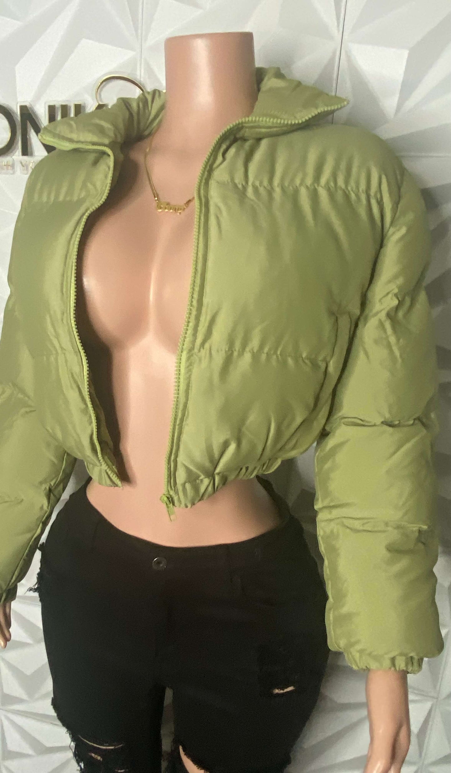 Jade Olive Puffer Coat
