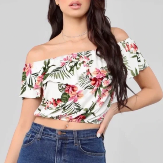 Floral off the shoulder top LARGE