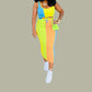 Camellia Color Block Skirt Set