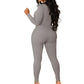 Playful Heart Ribbed Jumpsuit Gray