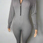 Playful Heart Ribbed Jumpsuit Gray