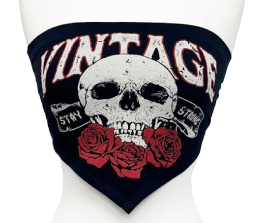 Stay Strong Vintage Skull Corset Top