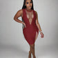 Made You Look Burgundy Rhinestone Dress MEDIUM