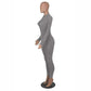 Playful Heart Ribbed Jumpsuit Gray