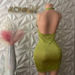 Green Halter Cut Out Mini Dress MEDIUM