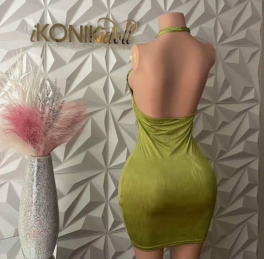 Green Halter Cut Out Mini Dress MEDIUM