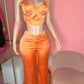 Act Bad Orange 2 Pc Flared Pant Set