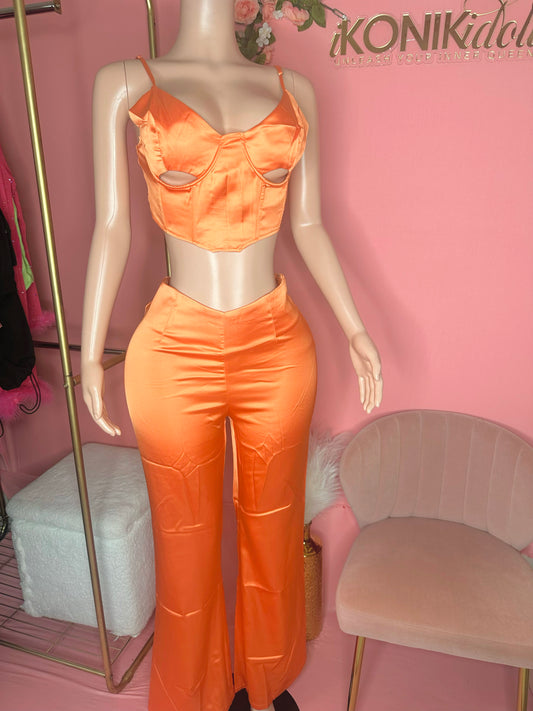 Act Bad Orange 2 Pc Flared Pant Set