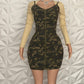 It Girl Camoflauge Zip Mini Length Dress LARGE