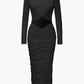 Daring Diva Long Sleeve Dress with cutout (Blue, Green, Black)