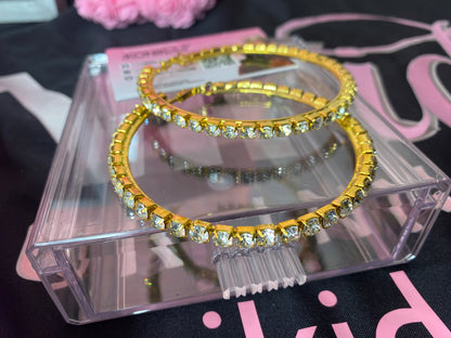 Oversized studded rhinestone hoop gold and silver earrings