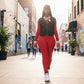 Playful Heart Ribbed Jumpsuit Red